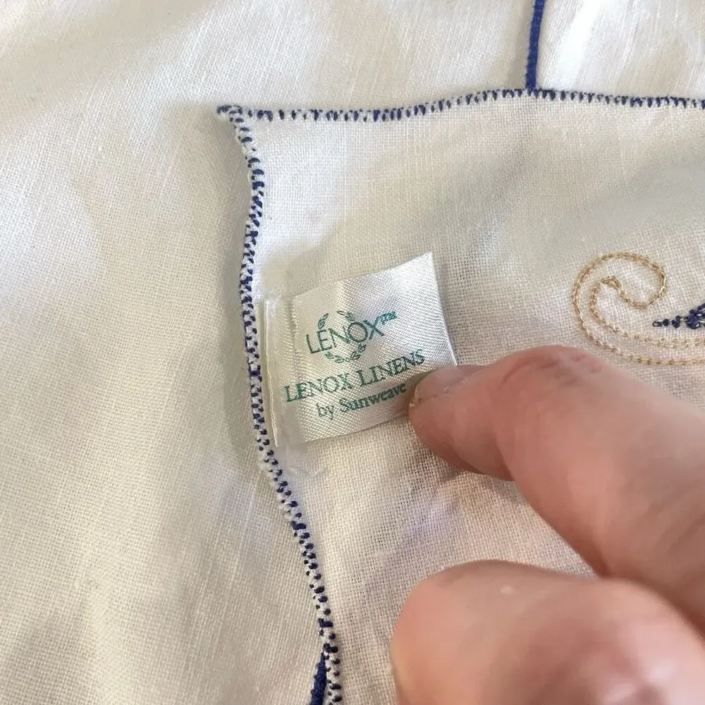 Lenox Linens Vintage By Sunweave Embroidered Seashell Coastal Chic (5)